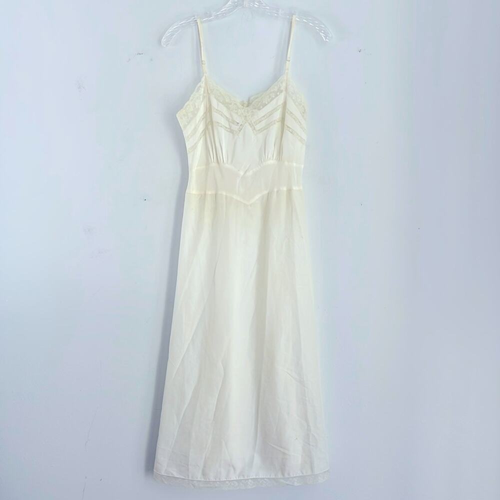 Vintage 50's Barbizon lace detailed long maxi full length slip nightgown dress - Picture 1 of 11
